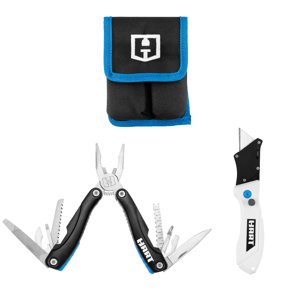 HART 16-in-1 Multi-tool and Compact Flip Utility Knife