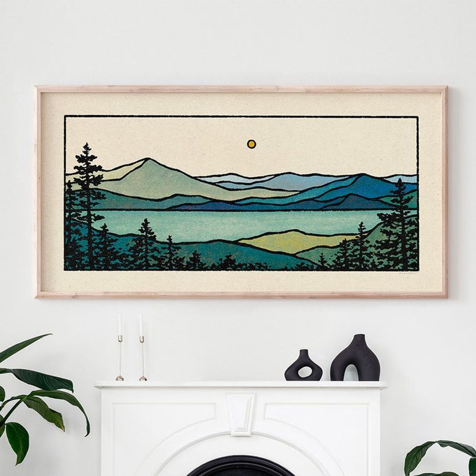 Emerald Bay Print Minimalist Mountain Panorama Calm Lake
