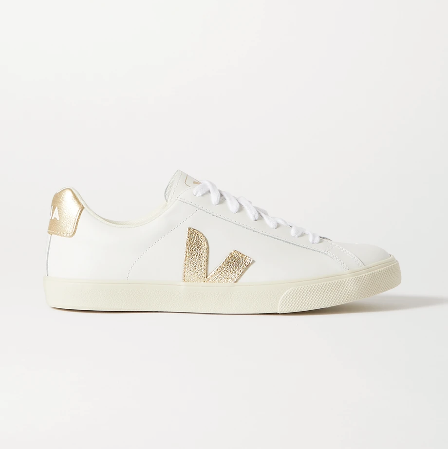 Esplar metallic-trimmed leather sneakers