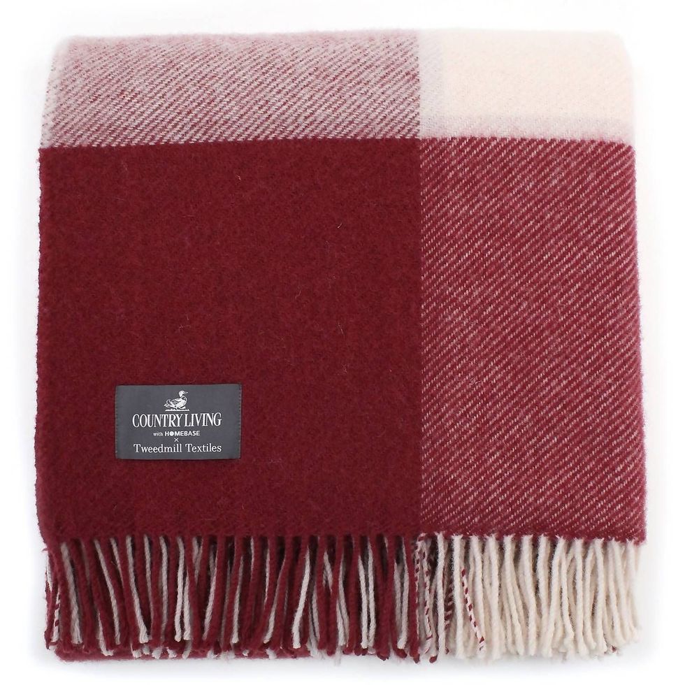 Country Living Block Check Throw Cranberry