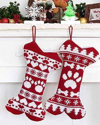  Knit-Pattern Dog Christmas Stocking