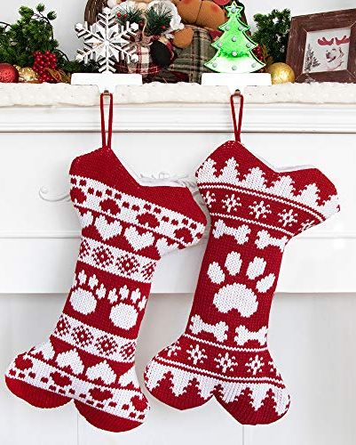  Knit-Pattern Dog Christmas Stocking