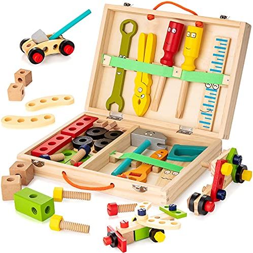 Wooden Tool Box with 33 Pieces