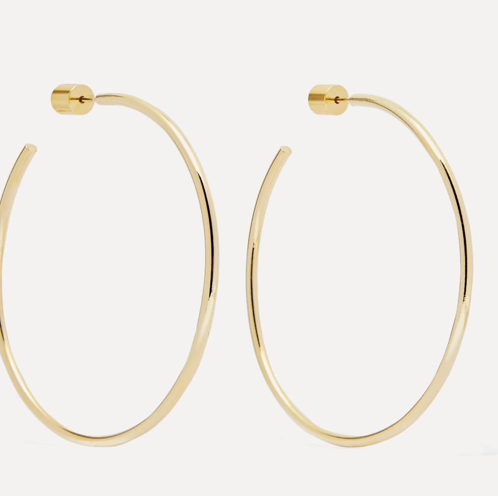 2" Thread gold-plated hoop earrings