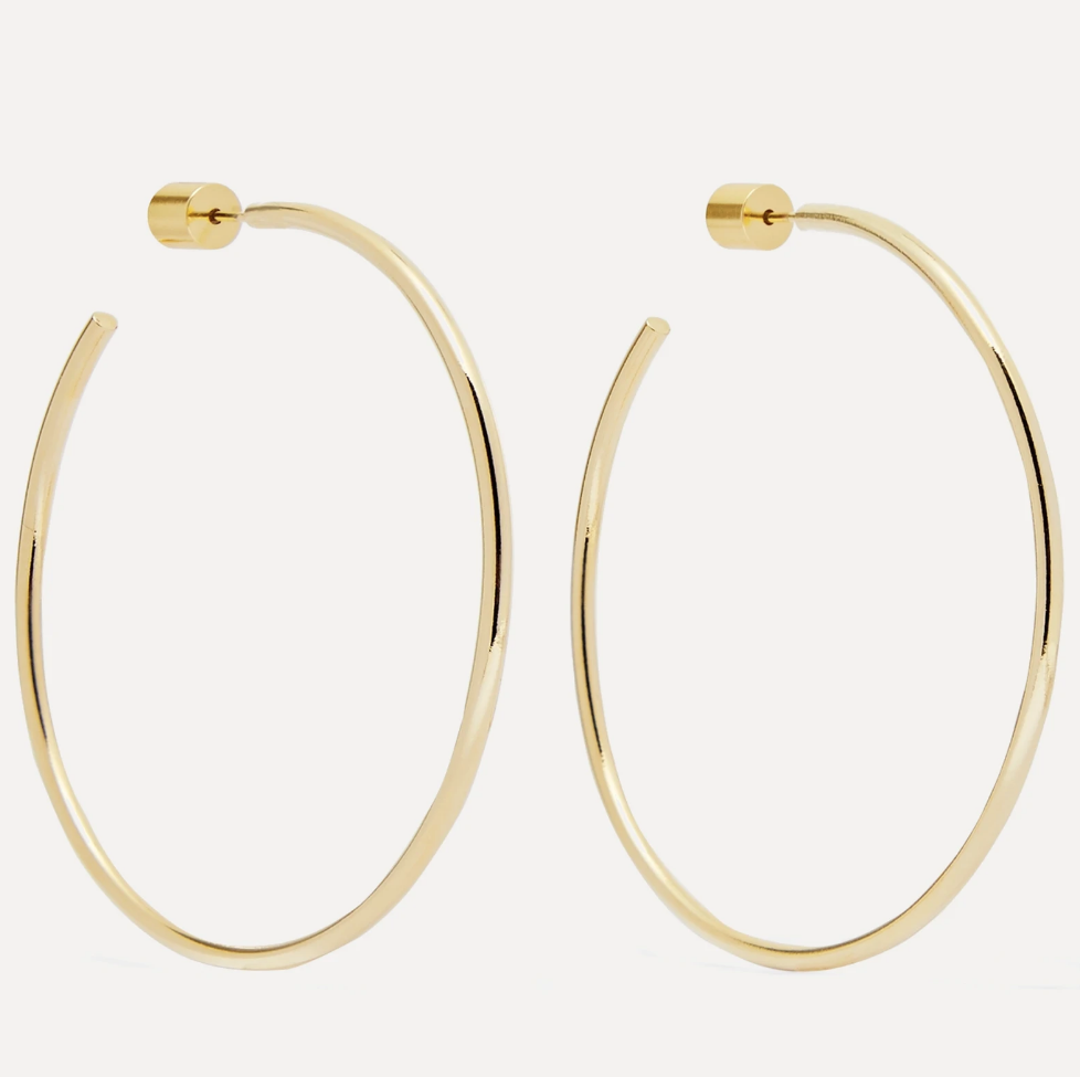 2" Thread gold-plated hoop earrings
