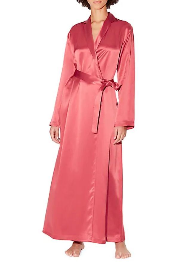 Softly Whisper 100% Silk Women’s Short Red Robe/wrap with Kimono Collar 