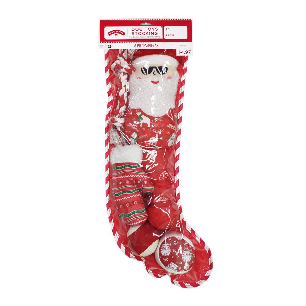 christmas dog stocking with toys