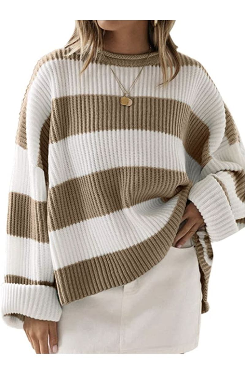 Crew Neck Striped Color Sweater