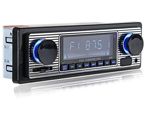 FYPLAY Classic Bluetooth Car Stereo , FM Radio Receiver, Hands-Free Calling, Built-in Microphone, USB/SD/AUX Port, Support MP3/WMA/WAV, Dual Knob Audio Car Multimedia Player, Remote Control