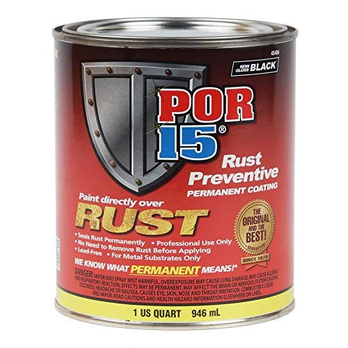 POR-15 Rust Preventive Coating- Semi-Gloss Black - 1 qt - Stop Rust & Corrosion Permanently, Anti-Rust Non-Porous Protective Barrier