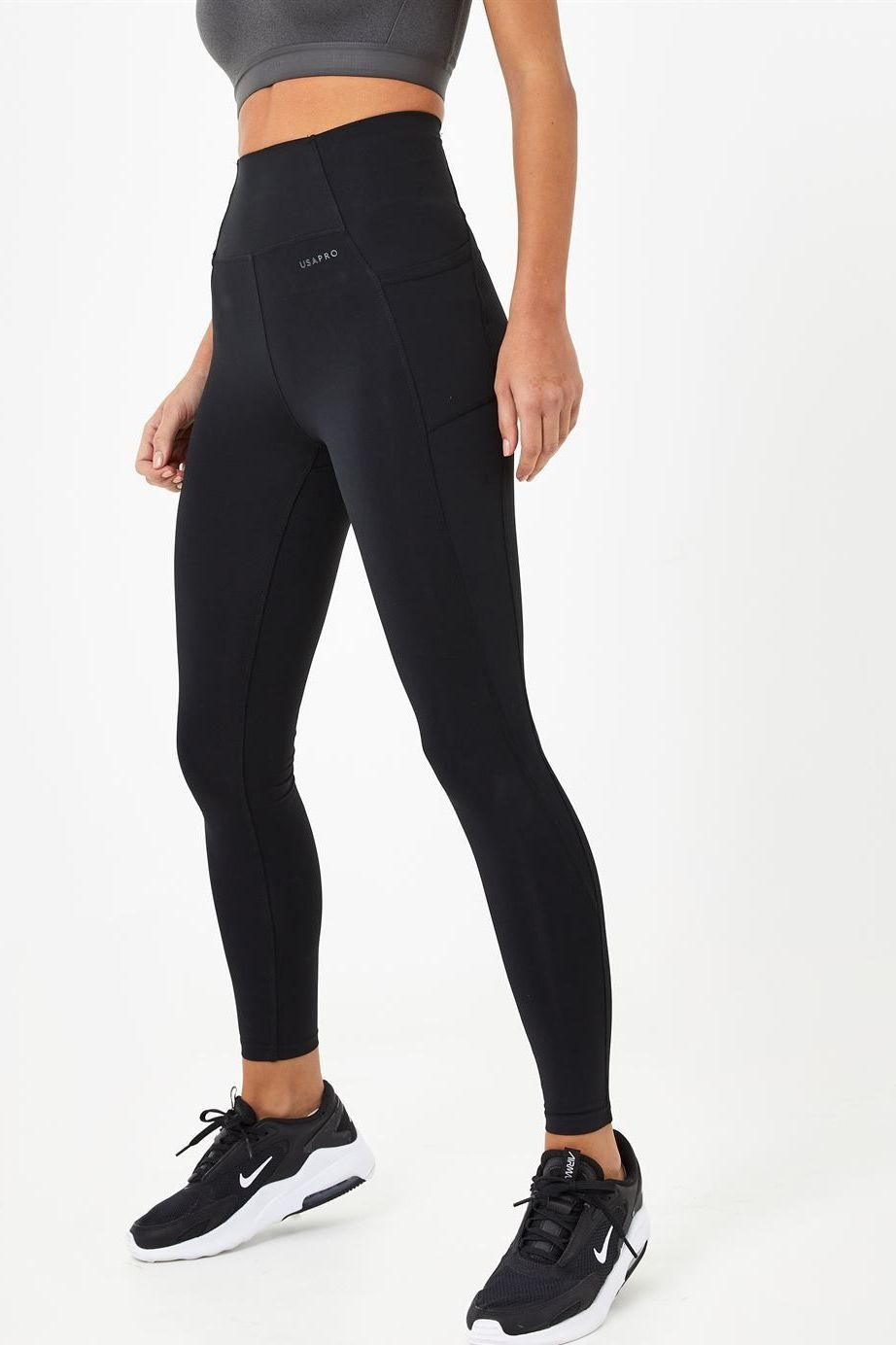 USA Pro Womens Seamless Ombre Leggings Yoga Pants Black/Grey 6