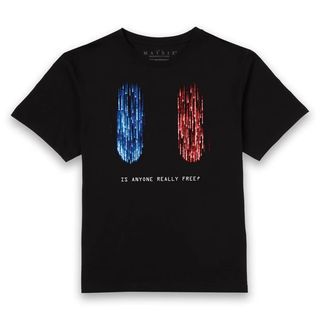 Camiseta Matrix Pastilla Roja Pastilla Azul - Unisex - Negro