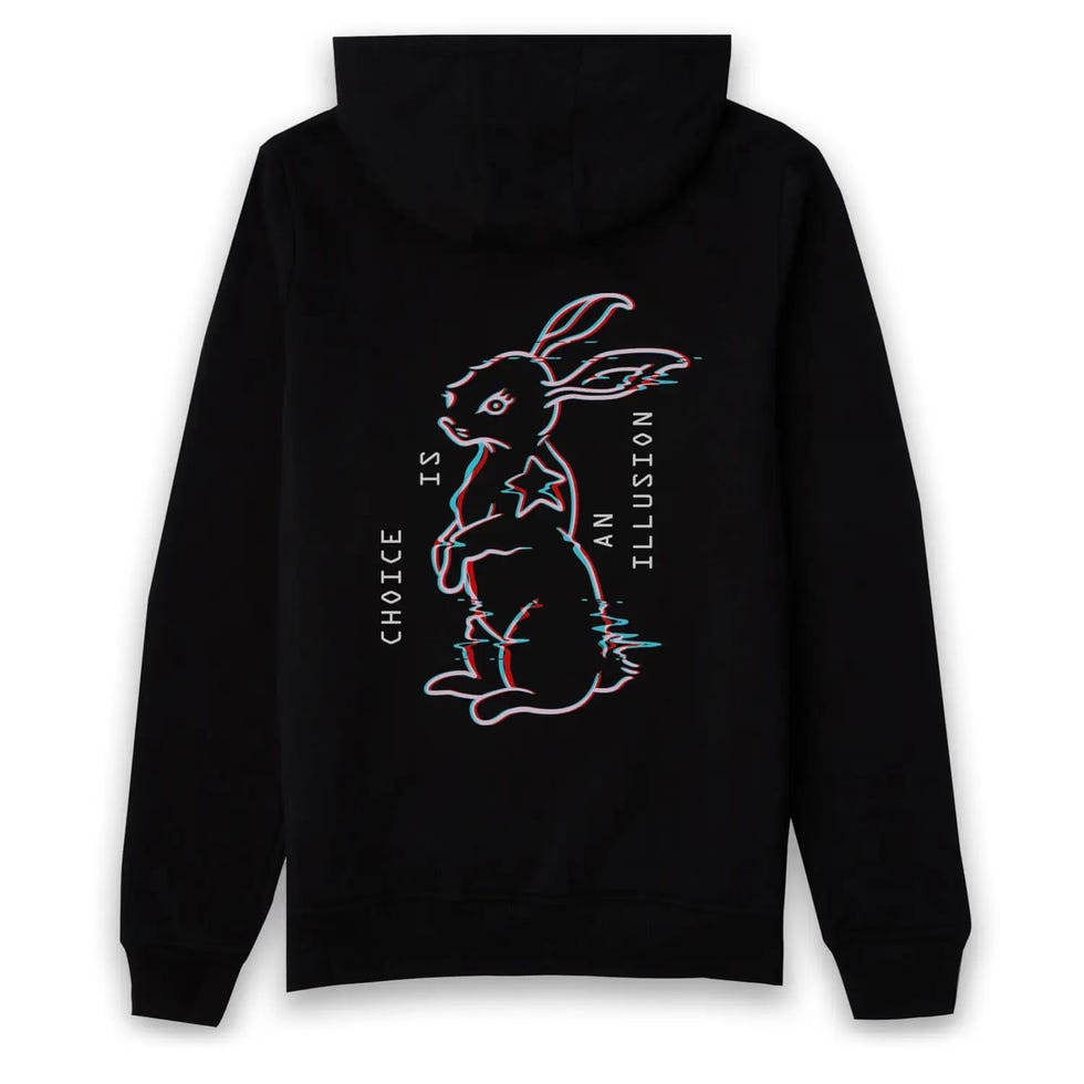 Matrix 'Choice Is An Illusion' hoodie with rabbit illustration Matrix 'Choice Is An Illusion' hoodie with rabbit illustration