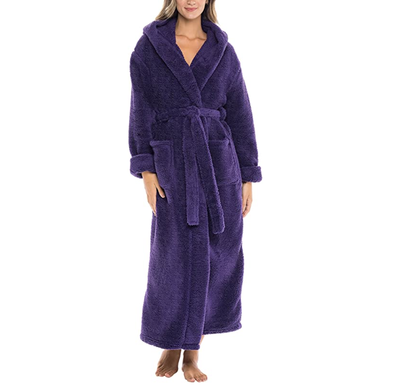 Cromoncent Mens Shawl Collar Flannel Mid Length Autumn Winter Robe Homewear Sleepwear Warm Bathrobe 