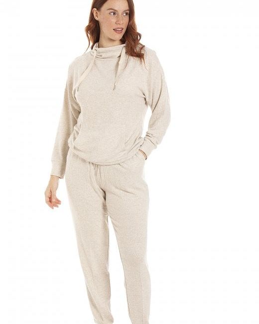 Camille Womens Comfy Fit Beige Marl Hacci Pyjama Set