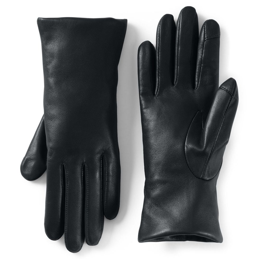 Women's Touchscreen-Compatible Leather Gloves with Cashmere Lining