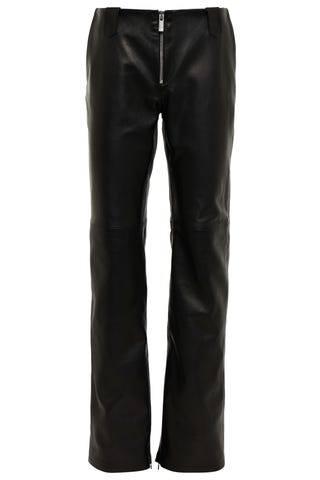 Low-Rise Leather Straight Pants