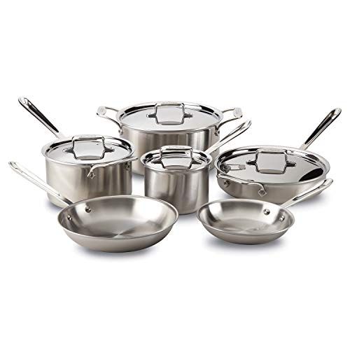 D5 Brushed Stainless Steel 5-Ply 10-Piece Cookware Set