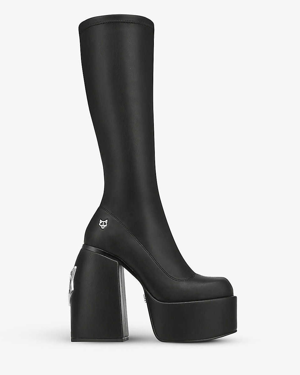 Spice faux-leather knee-thigh heeled boots