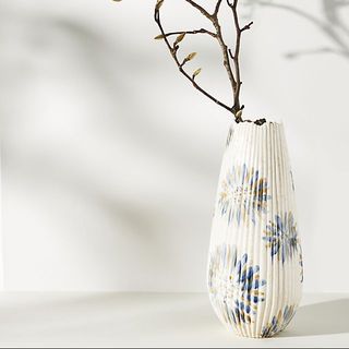 Ribbed Abstract Floral Vase