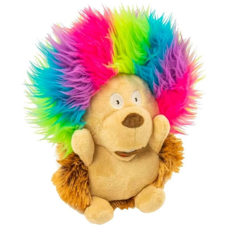 Hear Doggy! Silent Squeak Crazy Hairs Hedgehog Plush Dog Toy, Large, with Chew Guard Technology