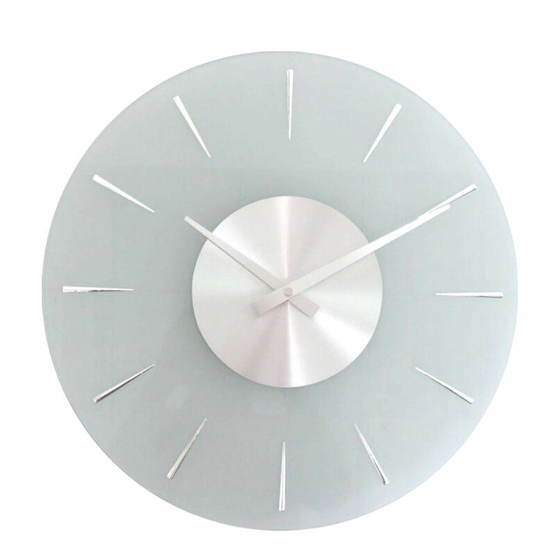 Contemporary Wall Clock Modern Kitchen Clock Silver Decor Minimalist Art Clock 