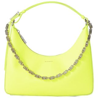Moon Cut Small Chain-Embellished Leather Shoulder Bag