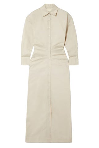 Louise Gathered Cotton-Blend Midi Shirt Dress Louise Gathered Cotton-Blend Midi Shirt Dress