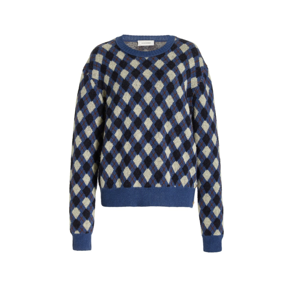 Williams Button-Detailed Argyle-Knit Sweater