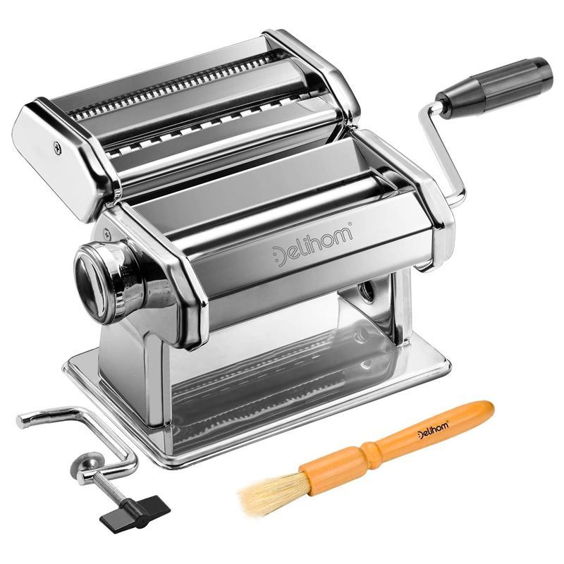  Pasta Maker Machine, Homemade Stainless Steel Manual Roller Pasta  Maker With Adjustable Thickness Settings Sturdy Noodles Cutter for Spaghetti,  Fettuccini, Lasagna or Dumpling Skins (sliver) : Home & Kitchen
