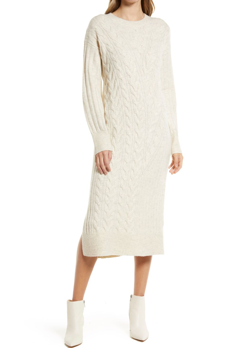 Long Sleeve Cable Sweater Dress