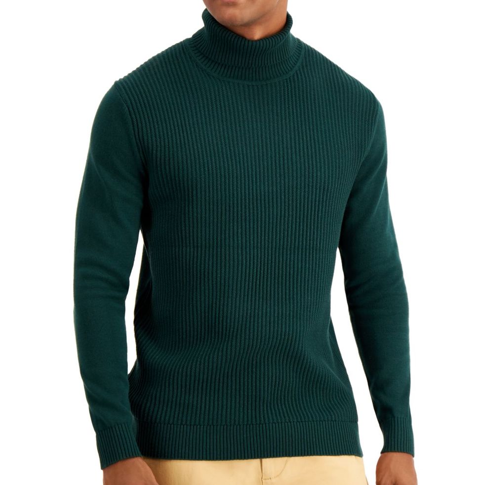 Textured Cotton Turtleneck Sweater
