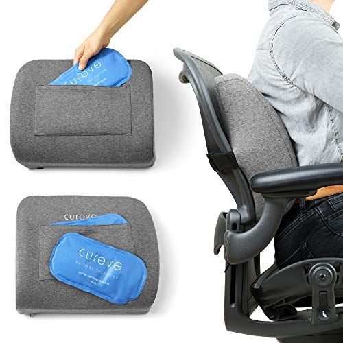 Travel Back Cushion For Home Car Office Ergocar Posture Therapy Memory Foam Lumbar Cushion & Neck Pillow Breathable PU Leather Back Support Cushion Black Lumbar Support Pillow 