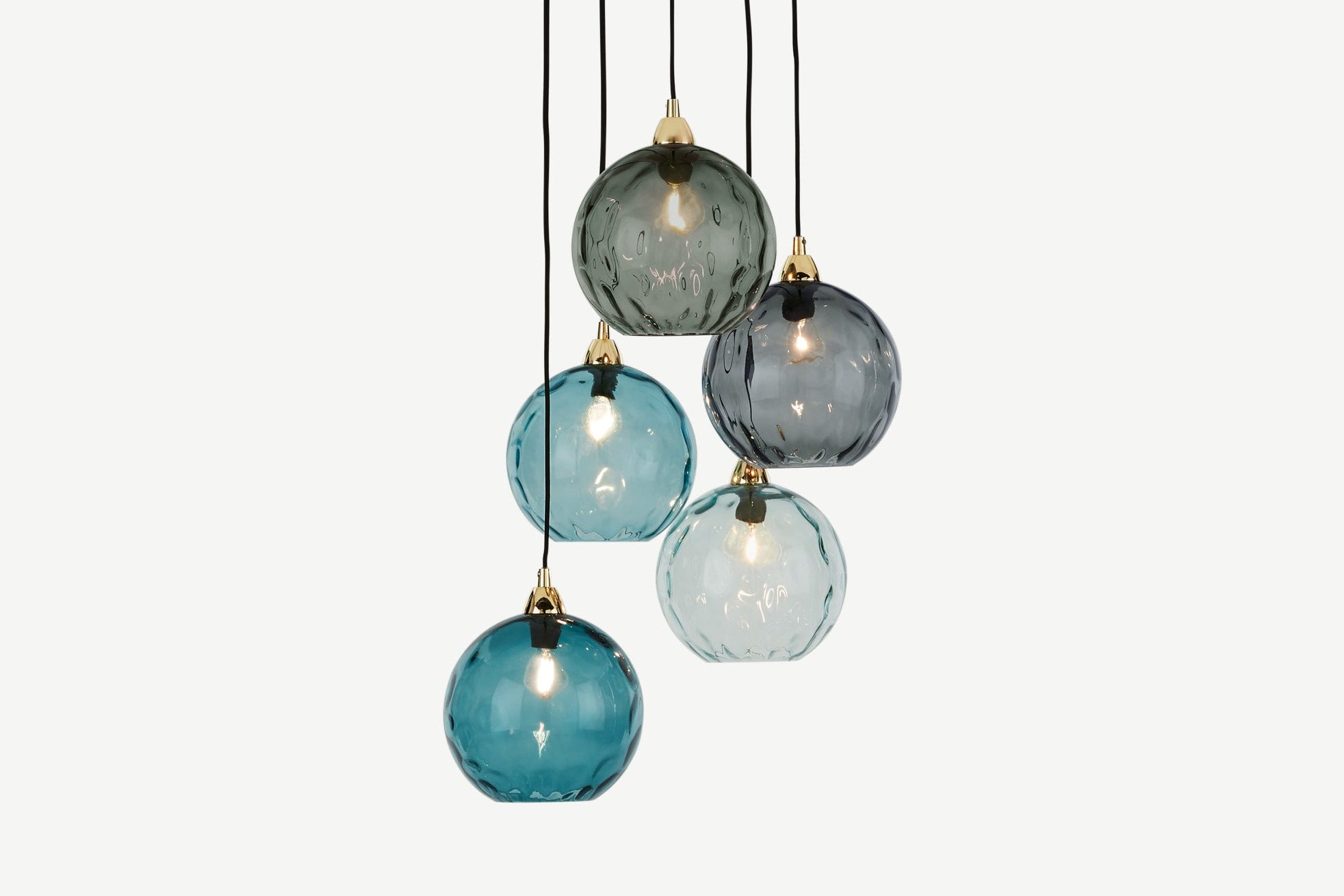 Cluster Light, Blue Multi & Brass