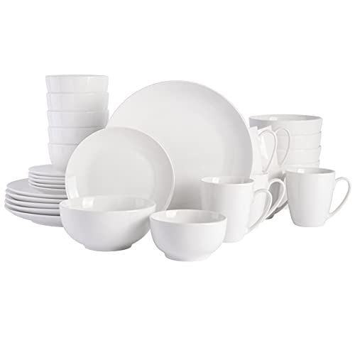 MALACASA Square Dinnerware Sets, 32-Piece Porcelain Plates and Bowls Sets  for 6, Marble Grey Dish Set with Dinner Plate Set, Dishes, Cup and Saucer