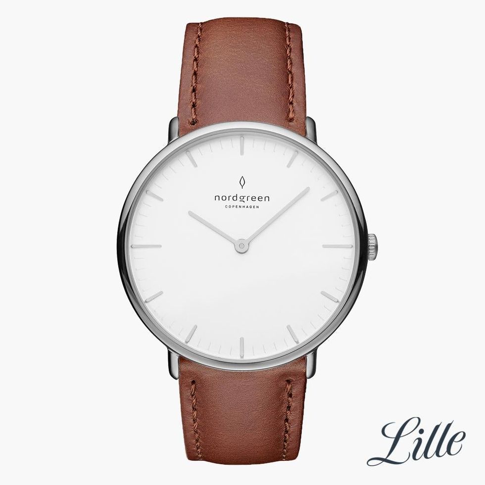 Native White Dial Brown Leather
