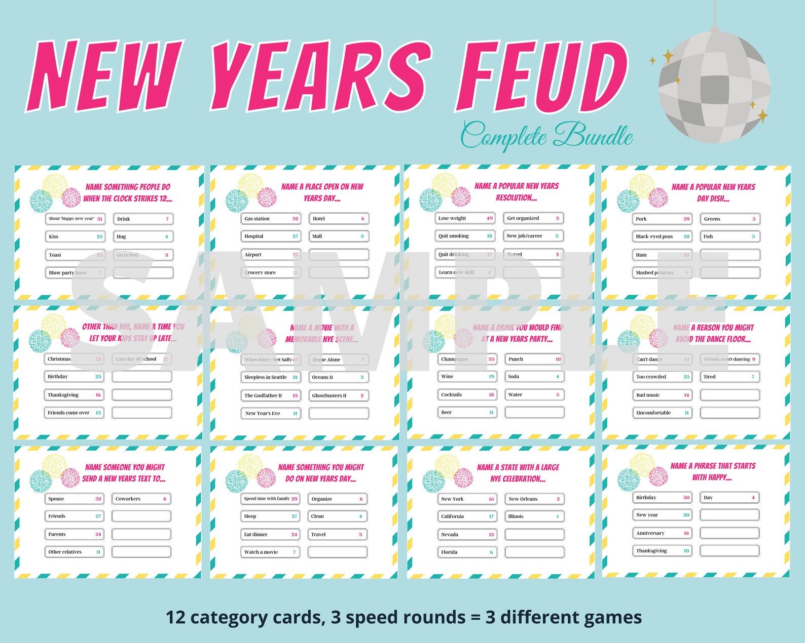 New Years Family Feud Printable