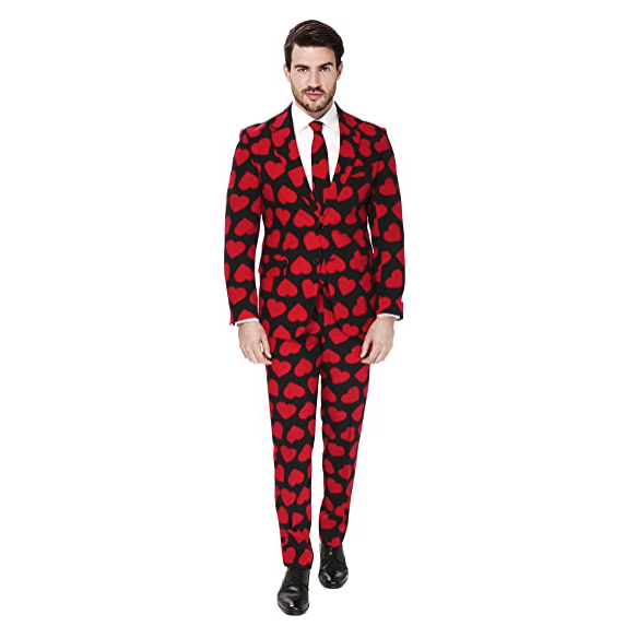 Heart-Print Men's Suit