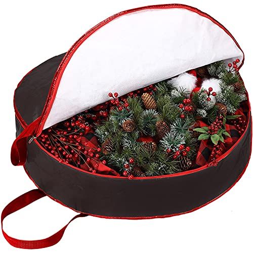 Ram® Black Large Christmas Wreath Storage Bag Waterproof Xmas Storage Bag With Zip And Handles Suitable For 30 INCHES