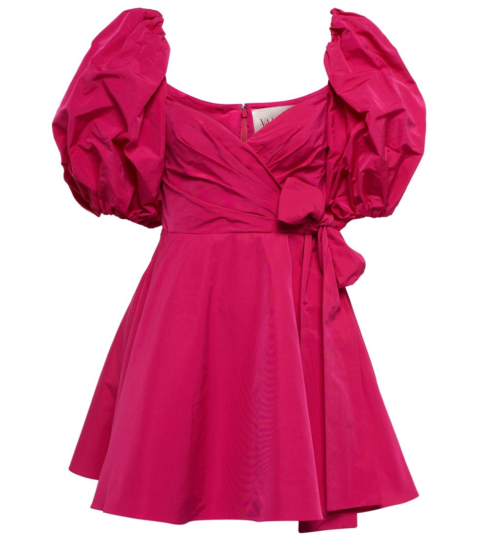 「甜美夢幻」風格洋裝推薦：Valentino桃粉色澎袖設計洋裝