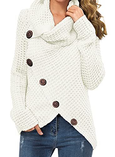 Chunky Cowl Neck Asymmetric Hem Sweater