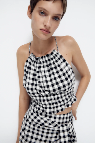 Gingham Cropped Top