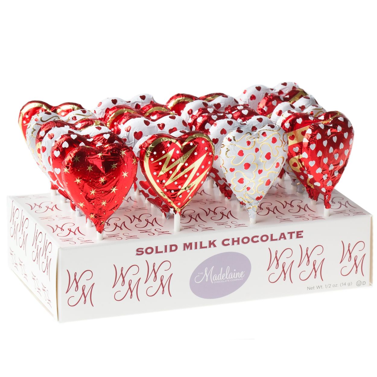 Beautiful Rustic Gift Box Of 10 Red Foil Milk Chocolate Love Hearts Mother’s Day 