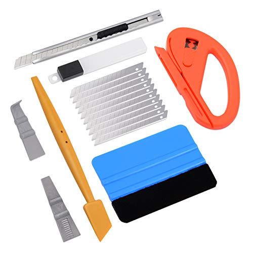  FOSHIO Window Tint Vinyl Wrap Tool Kit, Spray Bottle and  Cleaning Cloths, Squeegee for Vinyl, Window Squeegee, Razor Blade Scraper,  Utility Knife, Glass Protective Film Wrapping Tool Car Wrap Kit 