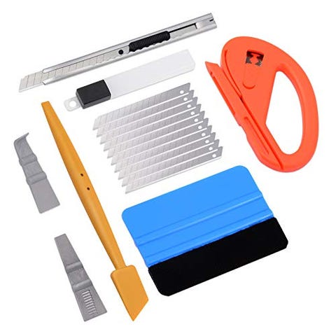 EHDIS Window Tint Tool Kit Vinyl Wrap Tools Installation Set Included Wrapping Paper Cutter,4 Inch Felt Edge Squeegee, Go Corner Wrap Stick,Utility Knife