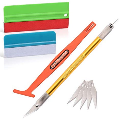 EHDIS Window Tint Tool Car Window Installation Kit with Felt Tint Squeegee ,30 Degree Craft Utility Knife, Wrap Magnetic Stick for Car Wrapping