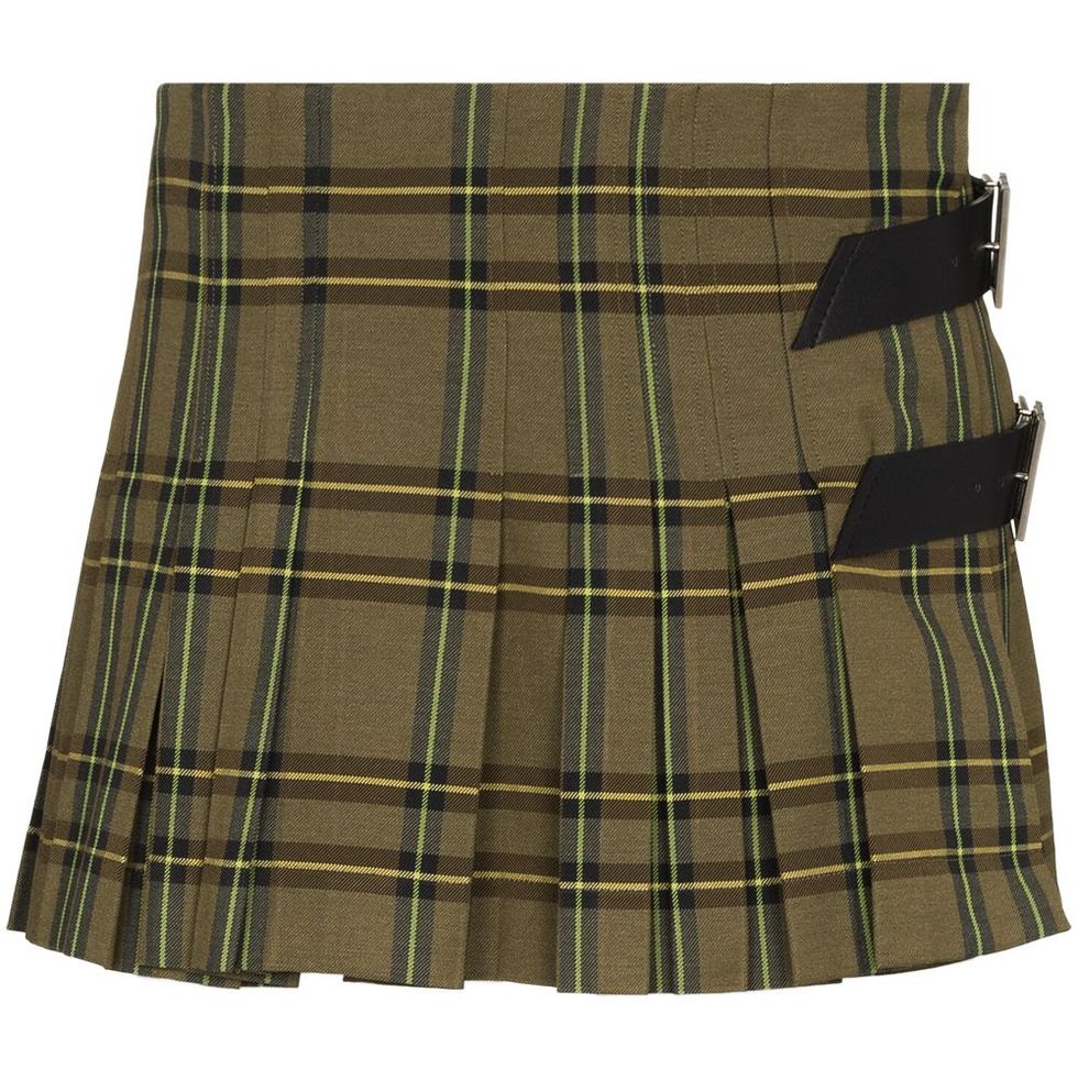 Belted Checked Mini Skirt