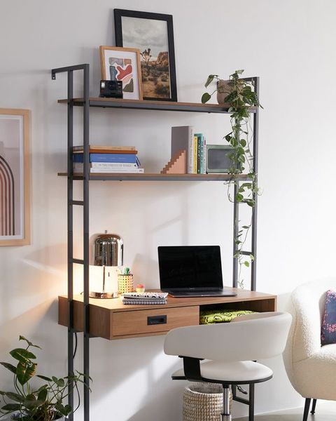 Wall Mounted Desks, Corner Computer Desk With Shelves Above Bed