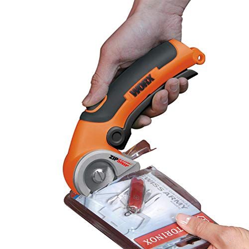 Great Working Tools Cordless Scissors - Electric Battery Power with Blades for Sewing Crafting Fabric Paper - Red