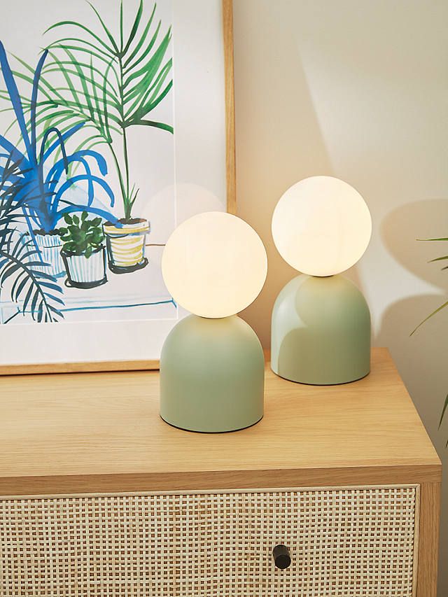 ANYDAY John Lewis & Partners Lupo Touch Table Lamps - Green, Set of 2